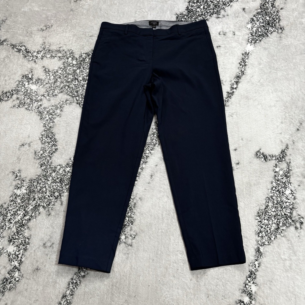 J.Jill Wearever Collection Refined Woven Trousers Size 14 Navy Blue NWT